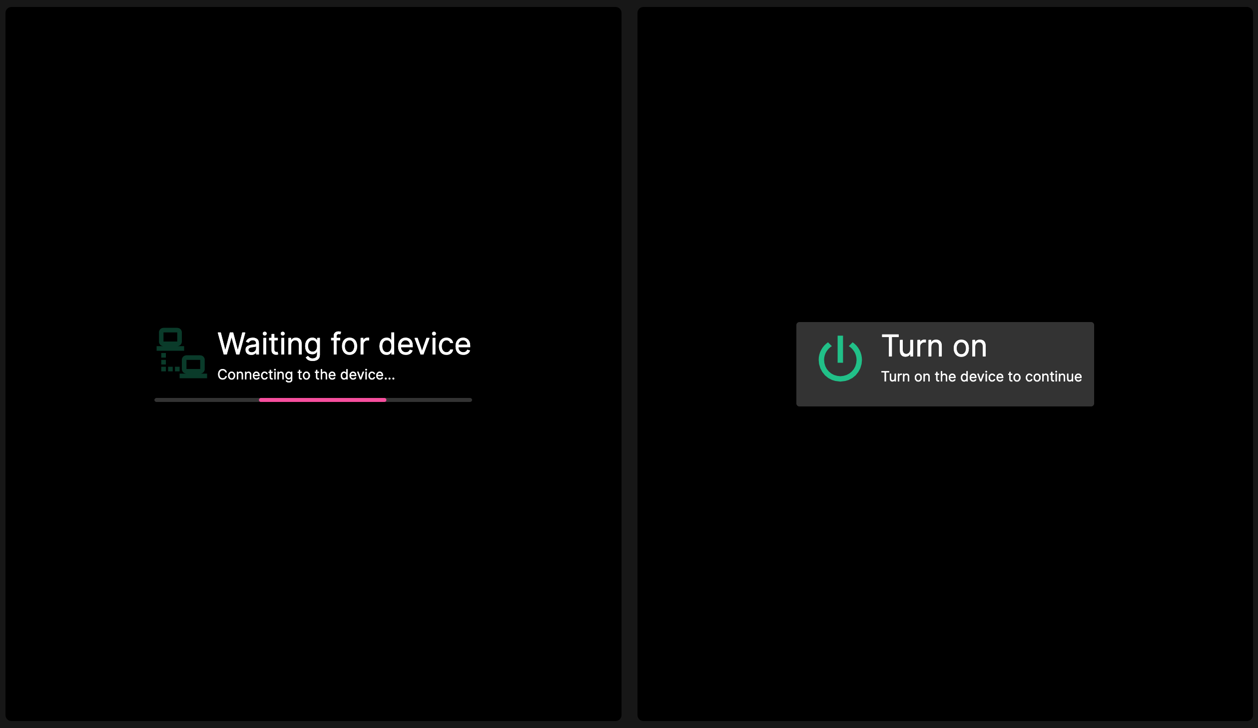 AwaitingScreen on the left, ActionScreen on the right